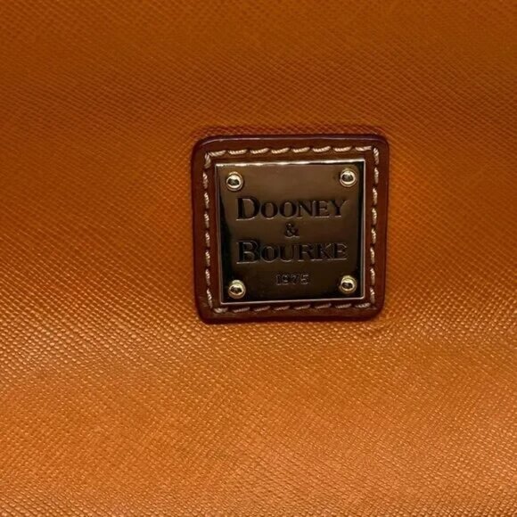 Dooney & Bourke Tote Bag Womens Orange Leather Double Handles Inner Pockets